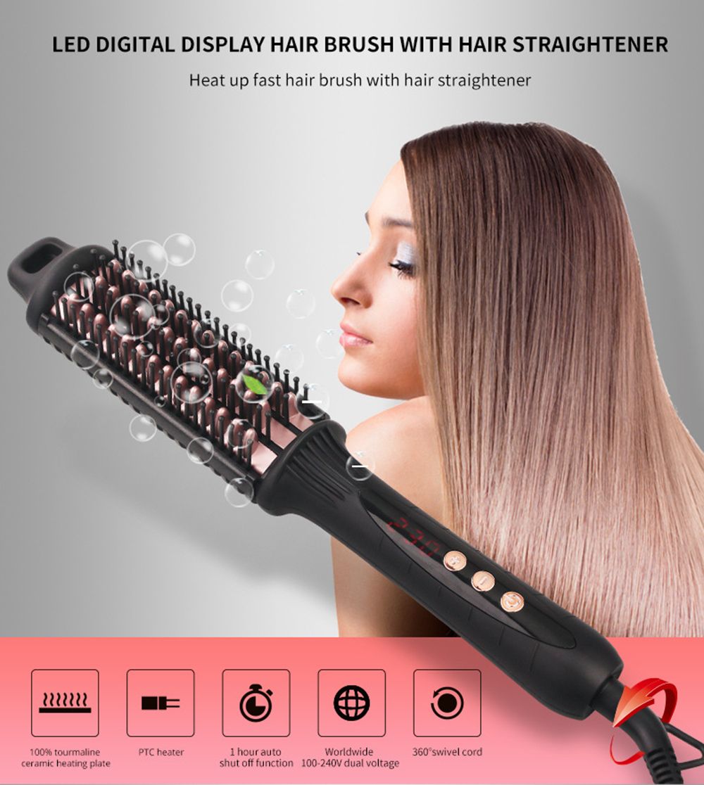 New Professional Hair Straighteners Brush Ceramic Heating Plate LED Digital Display Fast Hair Brush Straightener Comb New Professional Hair Straighteners Brush Ceramic Heating Plate LED Digital Display Fast Hair Brush Straightener Comb