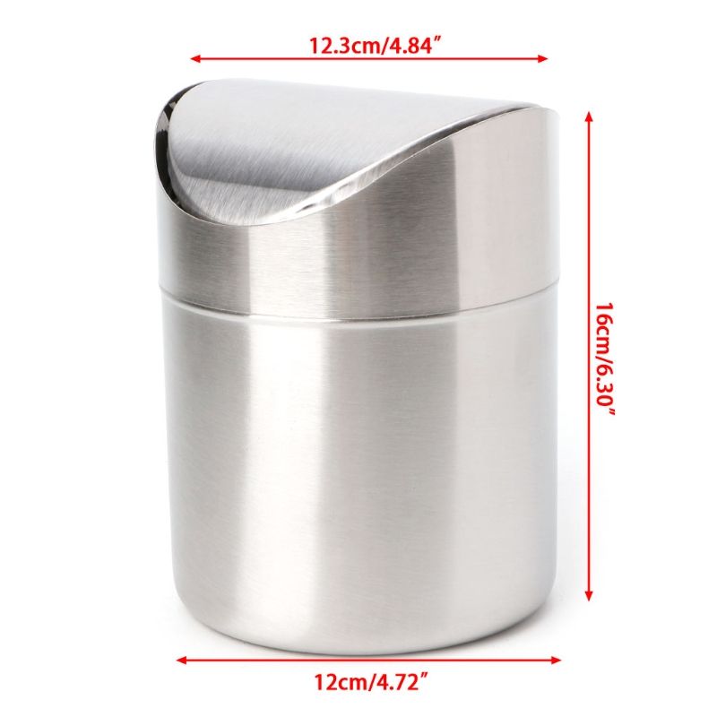 2019 Stainless Steel Desk Mini Car Dust Trash Bin Countertop Waste