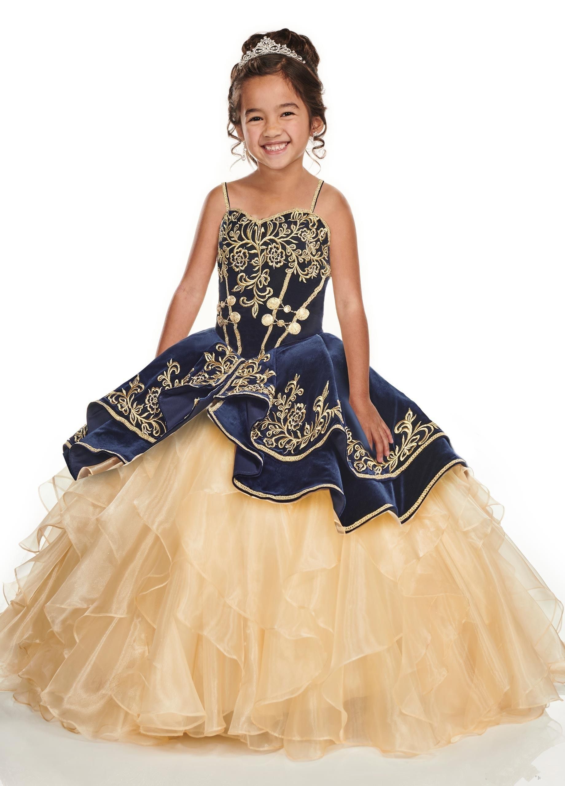 navy blue and yellow flower girl dresses