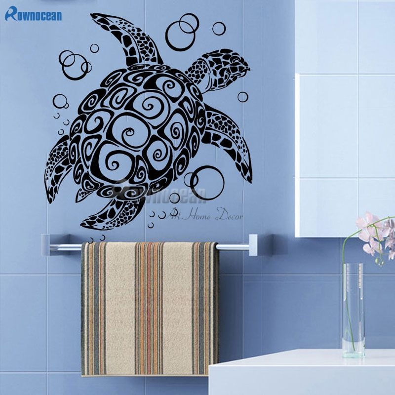 Sea Turtle With Bubble Wall Stickers Ocean Sea Animal Home Decor