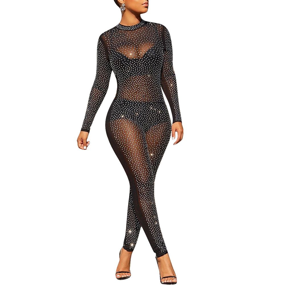 mesh glitter jumpsuit