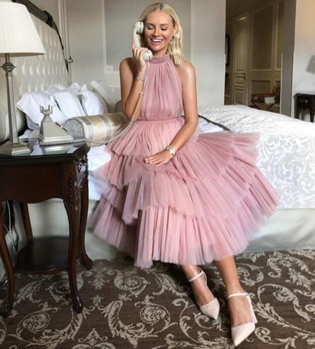 Compra Vestidos Elegantes Modestos Vestido De Fiesta De Lujo De Collar De  Alto Cuello Vestidos De Cóctel Golpes Golpes Rosados \u200b\u200bcolor Vestidos De  Noche Barato | Entrega Rápida Y Calidad | Es.Dhgate