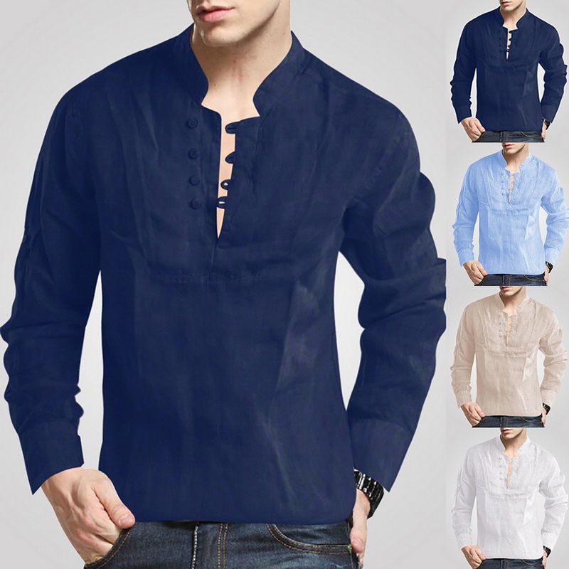 Compre De Homens Longos Da Luva Do New Men Primavera Casual Blusa Mens Verão Finas Cor Sólida Camisas De Manga Comprida De Linho Pulôver Camisa Masculina De Bearlittle, $217,09 | Pt.Dhgate.Com