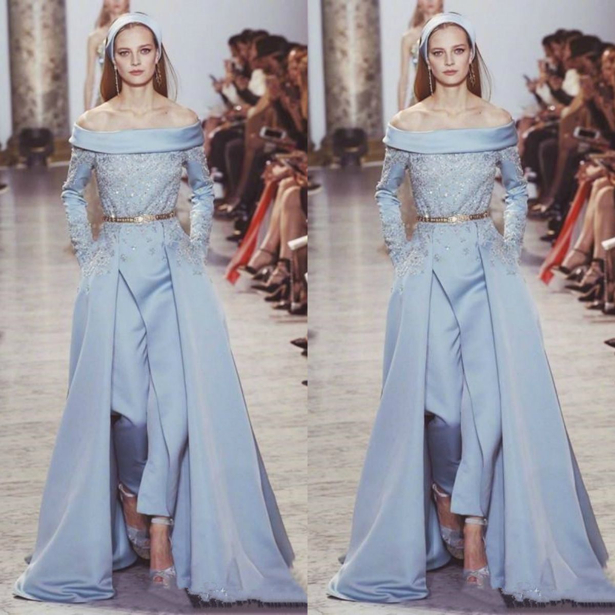 prom jumpsuit with train