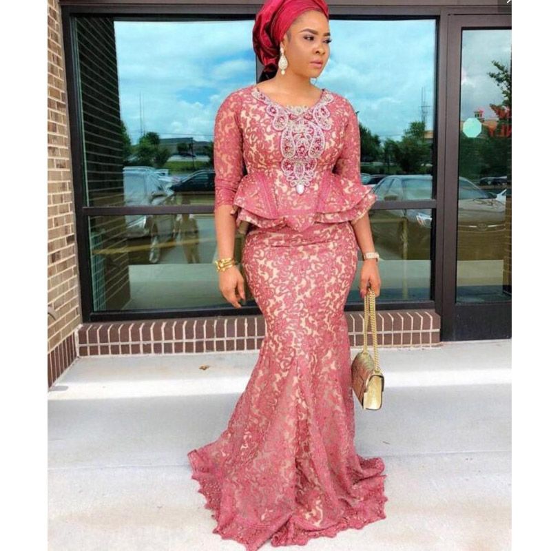 Aso Ebi Mermaid Evening Dresses With 3 