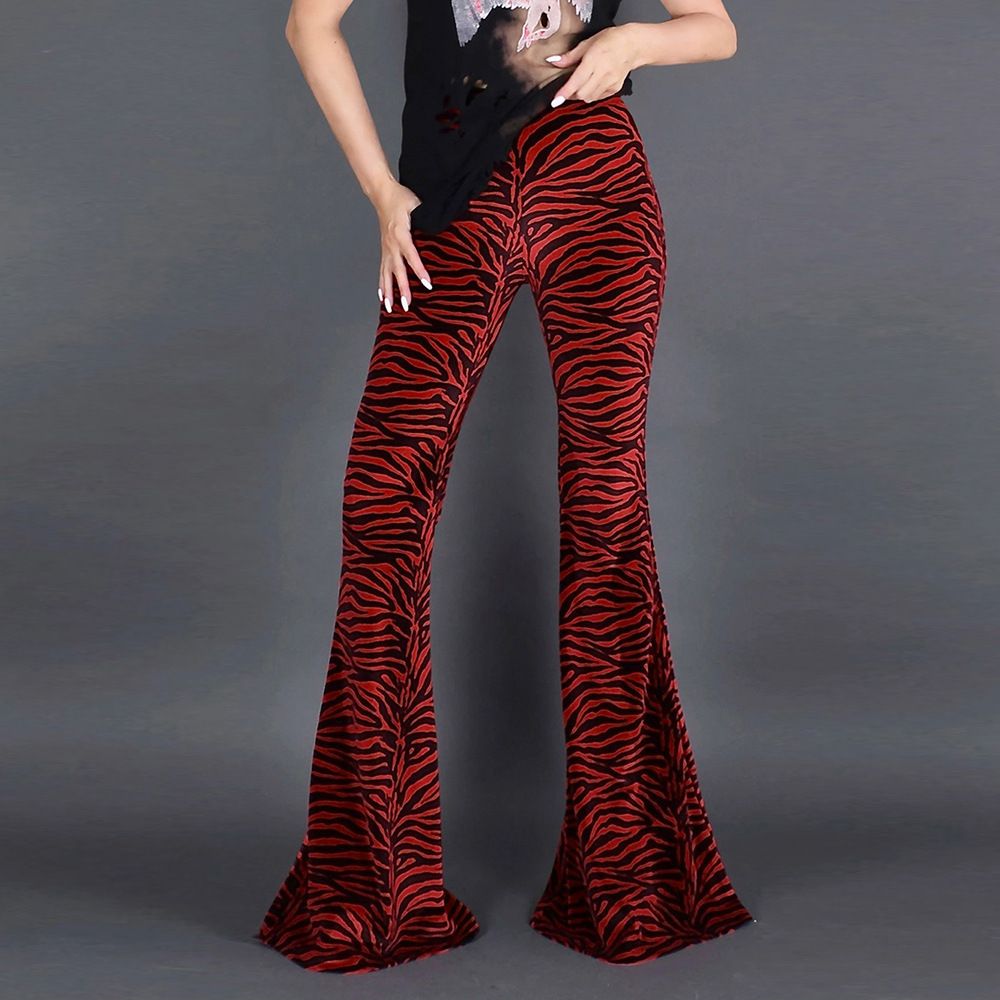 Compra Nuevos Pantalones De Pierna Ancha De Rayas De Cebra Roja NUEVO NUEVO  INVIERNO NUEVO PANTALLA DE ALTA CINTURA SOBRE EUROPEO Y AMERICANO AMERICANO  SOBRE FIT HOOD FIT PANTES CASUALES EN NEGA