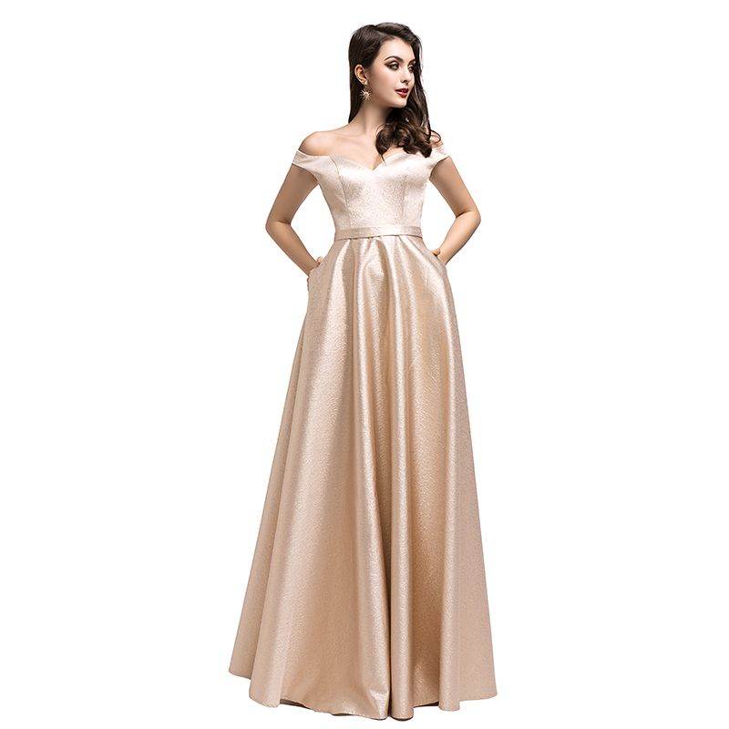 Modest Off The Shoulder Evening Dresses 2020 Shinining A Line Formal ...