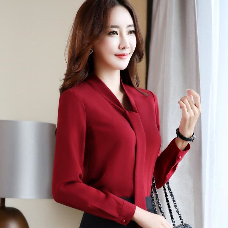 Compra Nueva Moda Elegante Mujer Blusas De Gasa Office Lady Camisa De Manga  Larga Blusas Formales Alta Calidad Tallas Grandes Barato | Entrega Rápida Y  Calidad | Es.Dhgate