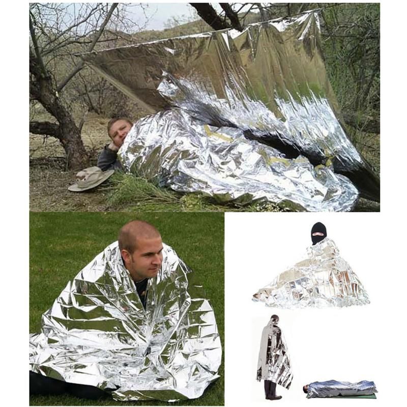 Outdoor Camping Emergency Tent Blanket Sleeping Bag Reflective Survival Shelter