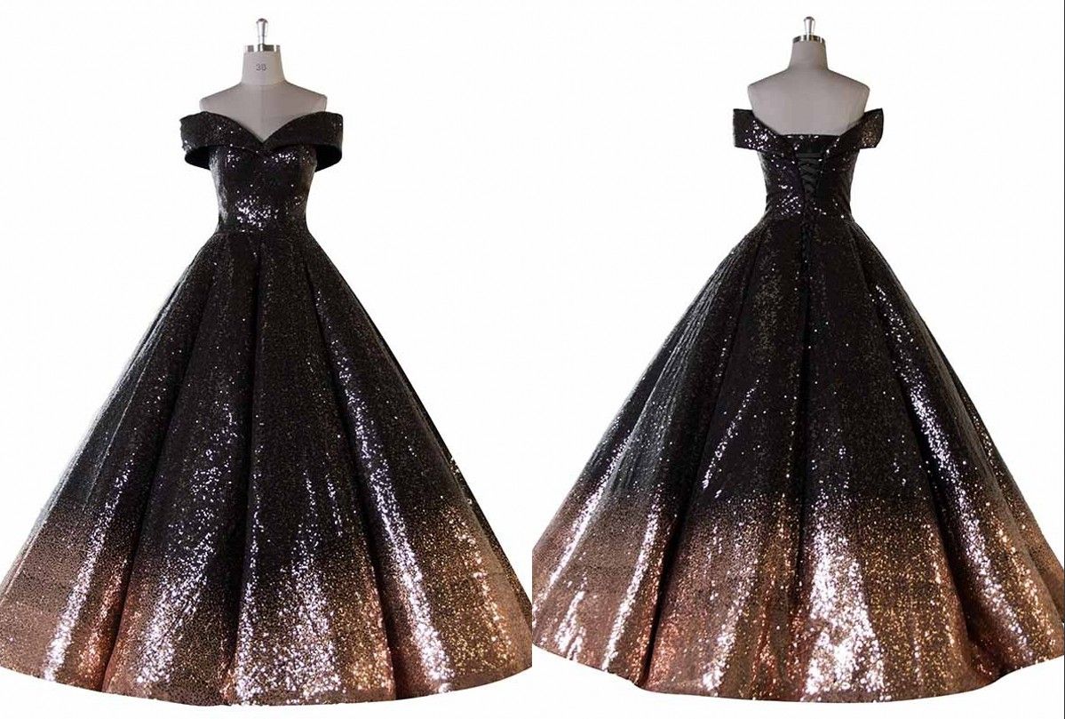 black with gold gown