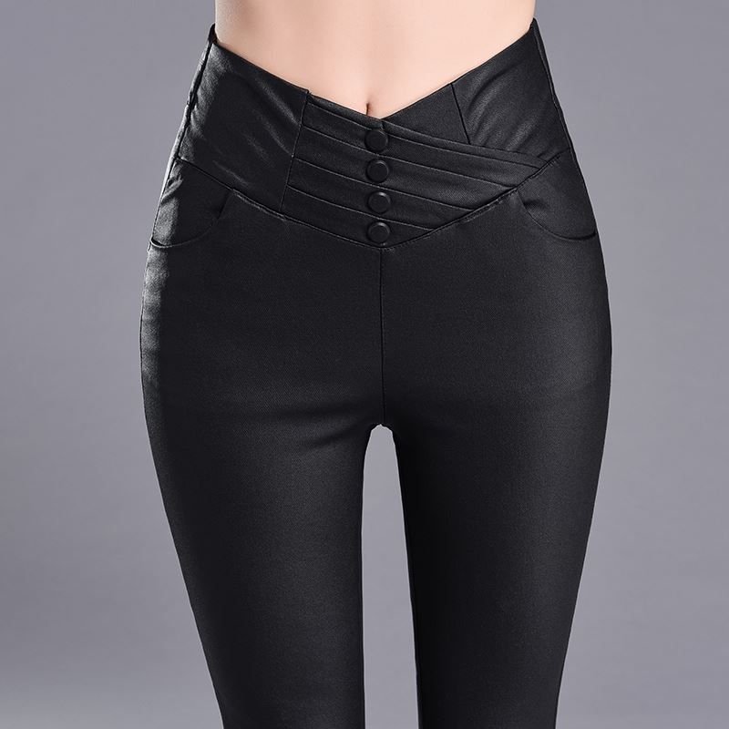 Acquistare Pantaloni Lucidi A Vita Alta Da Donna Autunno E Inverno Pantaloni  Slim In Pelle A Matita Non Rotti E Velluto Tenere Al Caldo Economico |  Consegna Veloce E Qualità | It.Dhgate