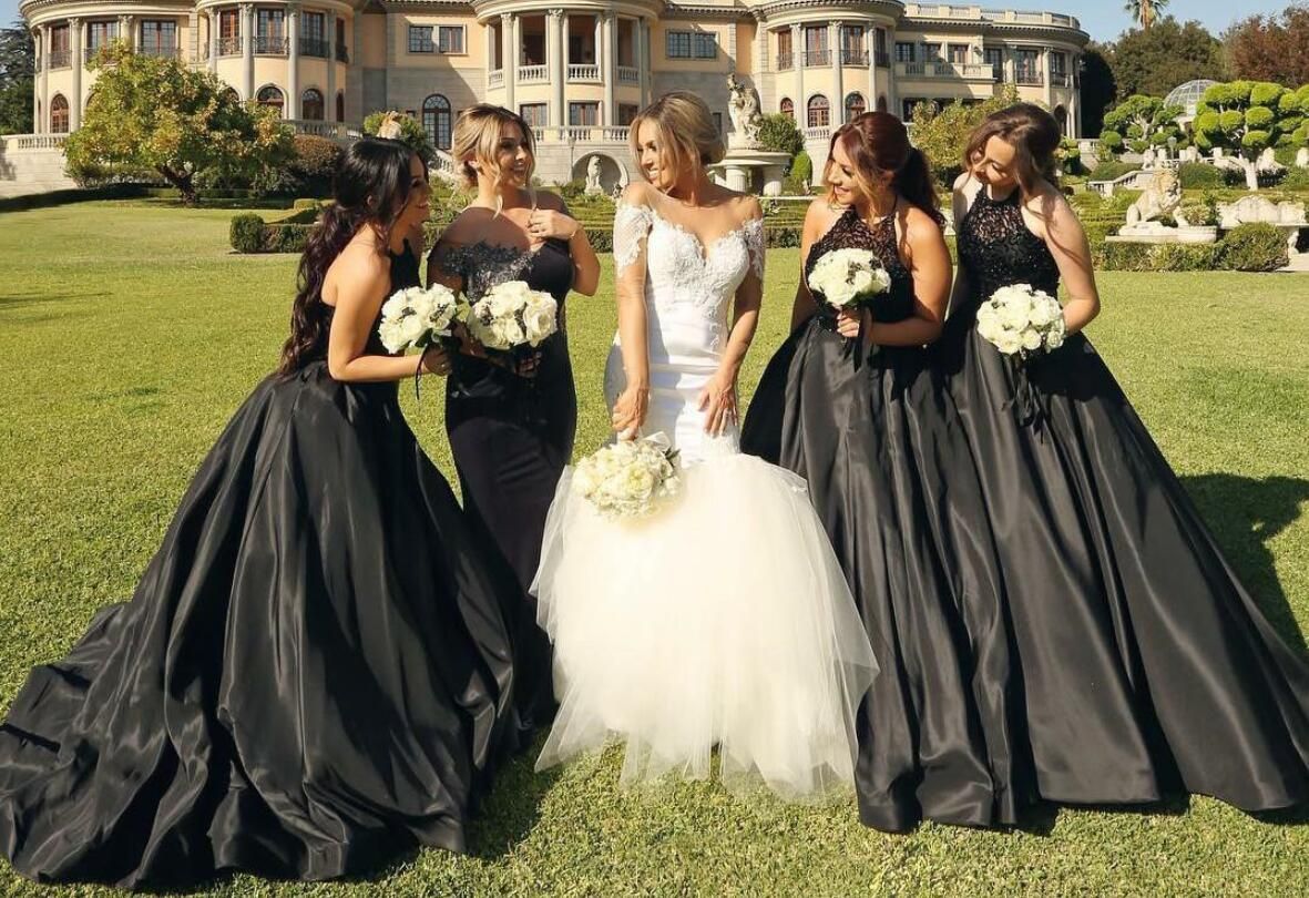 modern black bridesmaid dresses