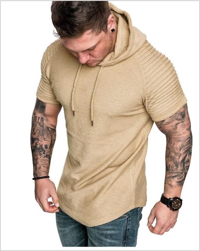 Men Summer Fashion Hooded Pullover Shirt Short Sleeved T-shirt Blouse Tops Hot
