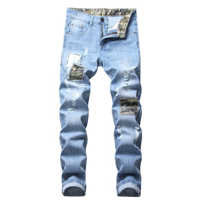 2020 2019 New Patchwork Mens Fashion Jeans Mens Casual Slim Design ...