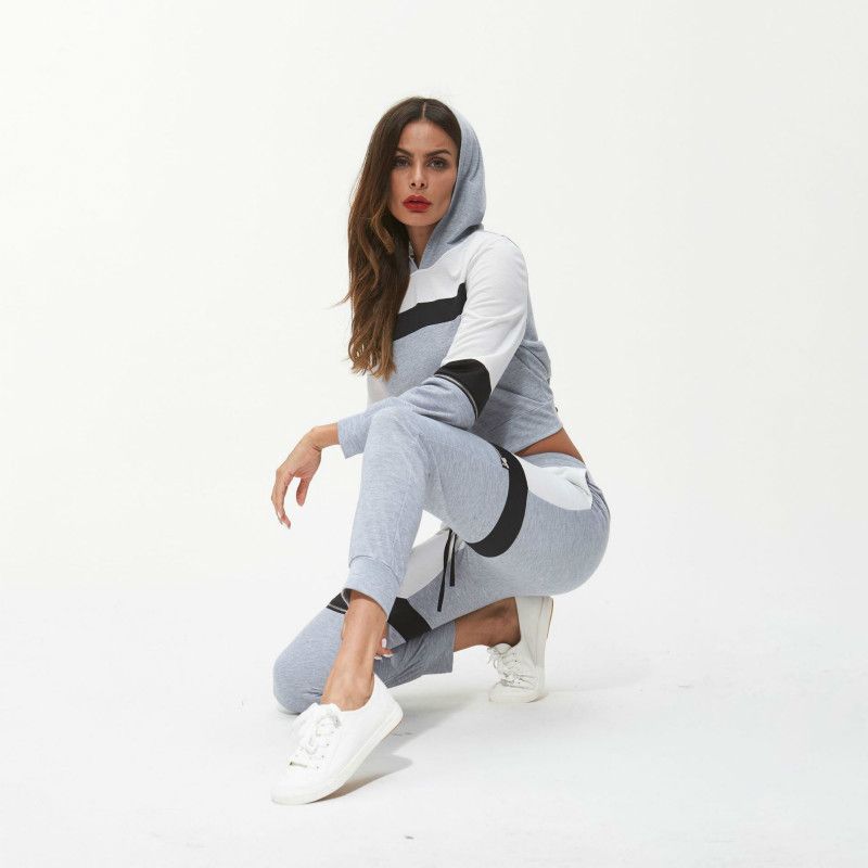 Femme pieza Set Tacksuit Ropa de las mujeres 2018 otoño dama con capucha Cultiva Top + Pantalones Trajes de sudor Ropa Deportiva Mujer