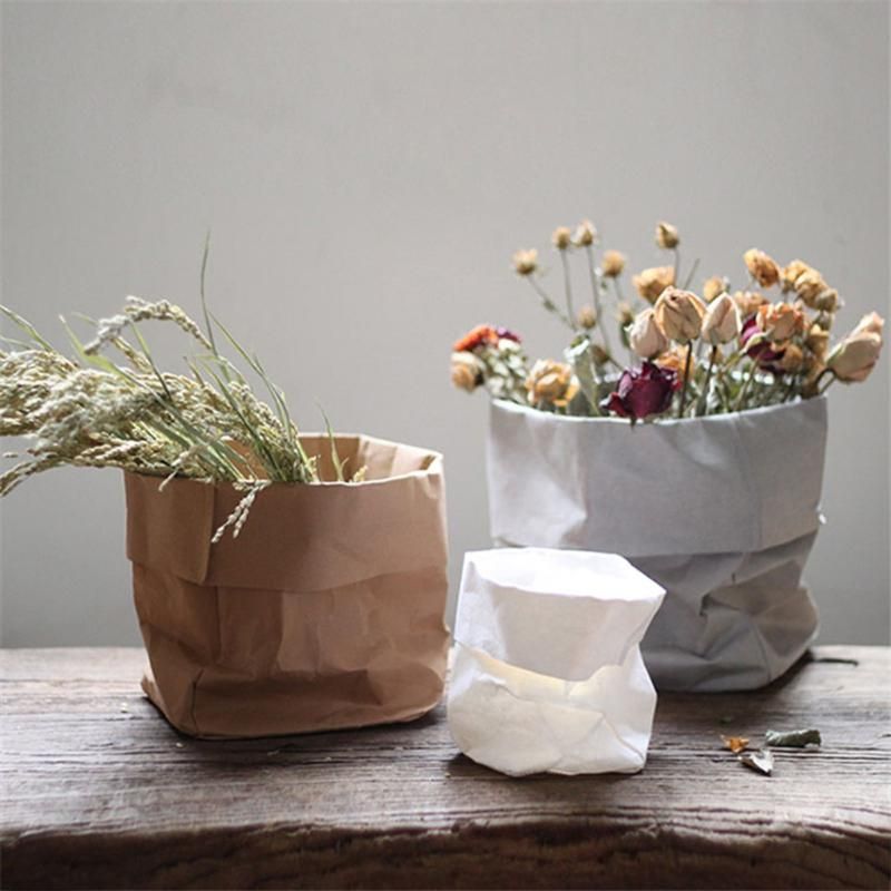 Succulents Planter Pot Washable Kraft Paper Flowerpot Creative Desktop