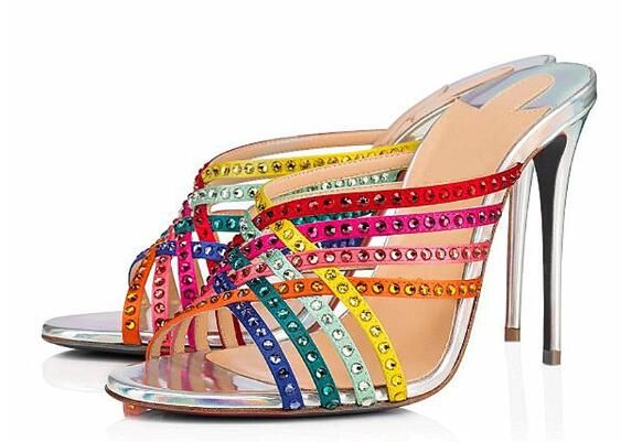 womens rainbow colored sandals