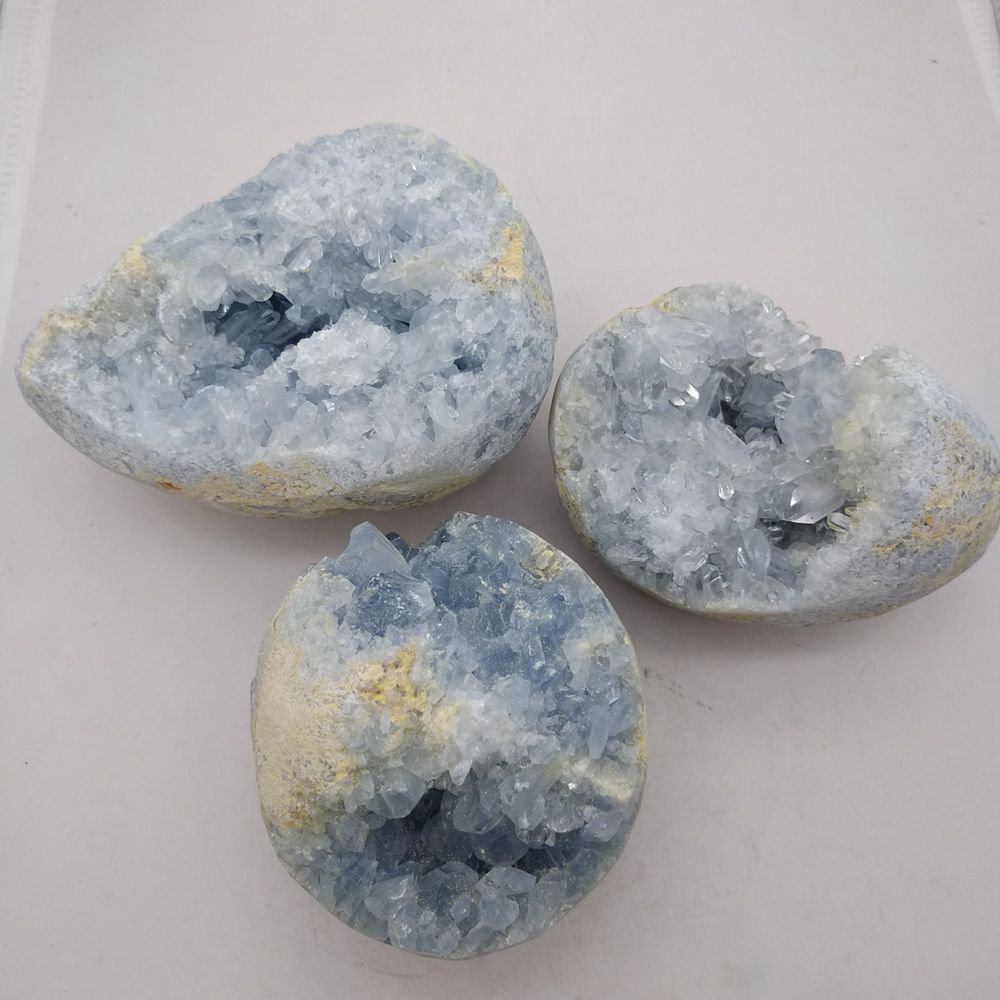 Natural Raw Blue Celestite Crystal Quartz Cluster Geode Specimen Home Decoration