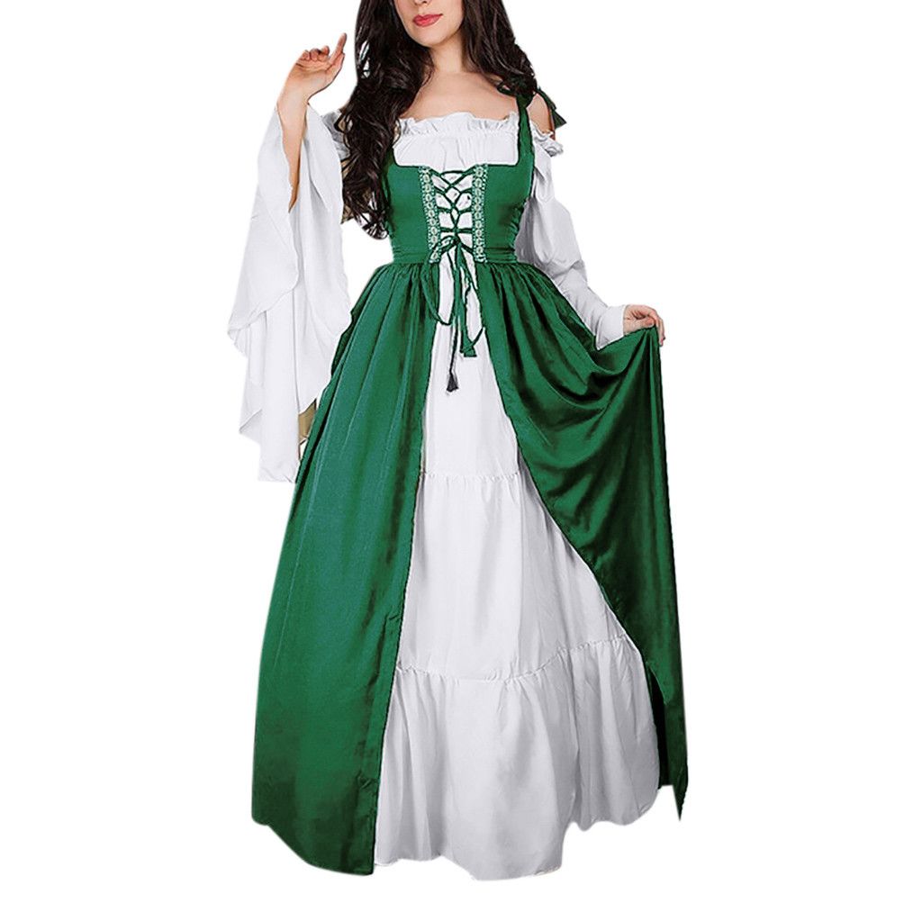 Summer Clothing Women Dress Medieval Renaissance Ankle Length Dress ...