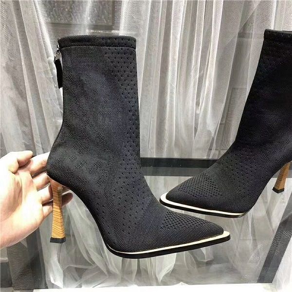 Designer Women Sock Boots In Black High 