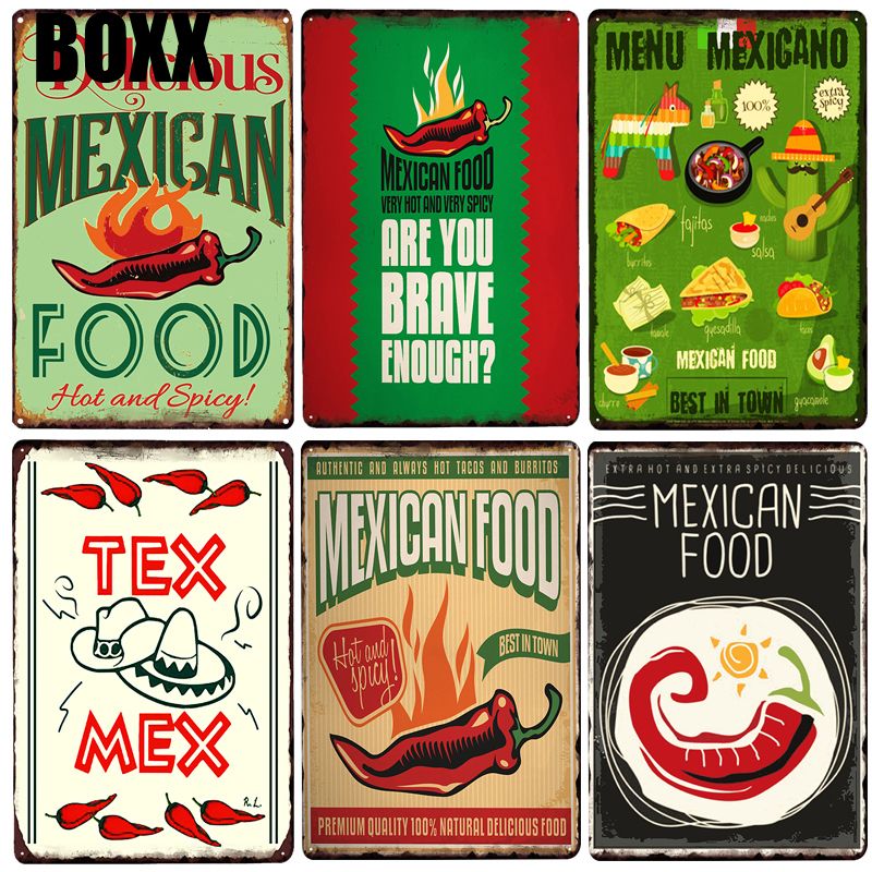 Tin Sign XXL Retro Mexican food metal plate plaque