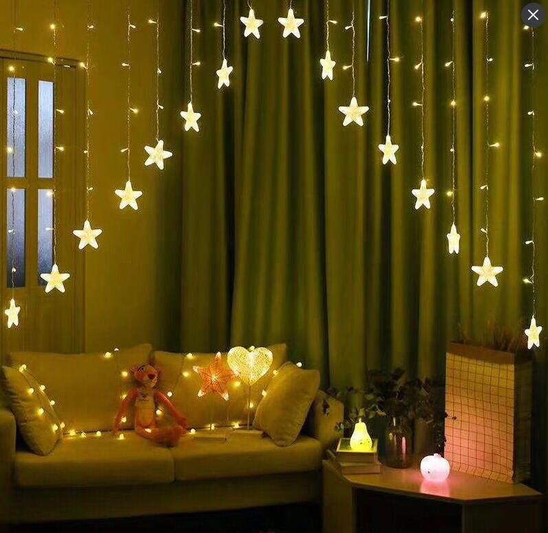 compre nueva estrella creativa de cinco puntas led cadena 3m cortina luces decorativas vacaciones de boda escena navidena luces de cadena a 19 67