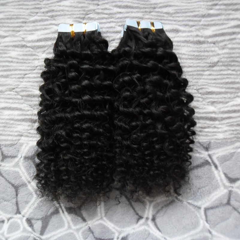Kinky Curly Tape In Hair Extension 100% Human Hair 100G Remy European