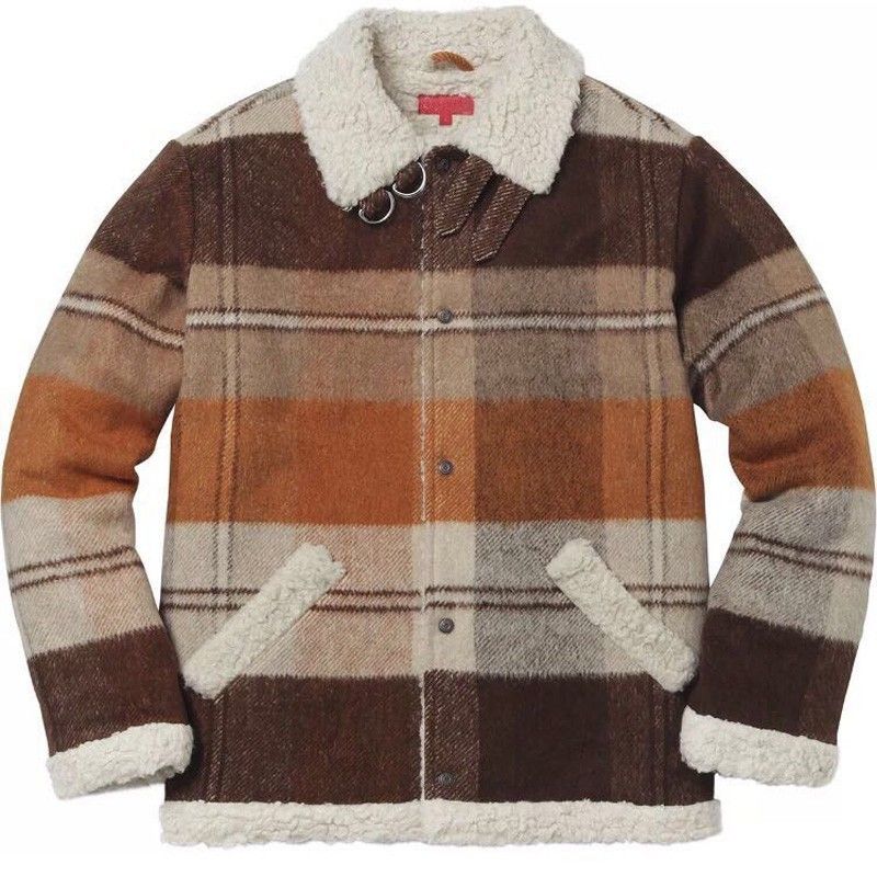plaid shearling jacket mens