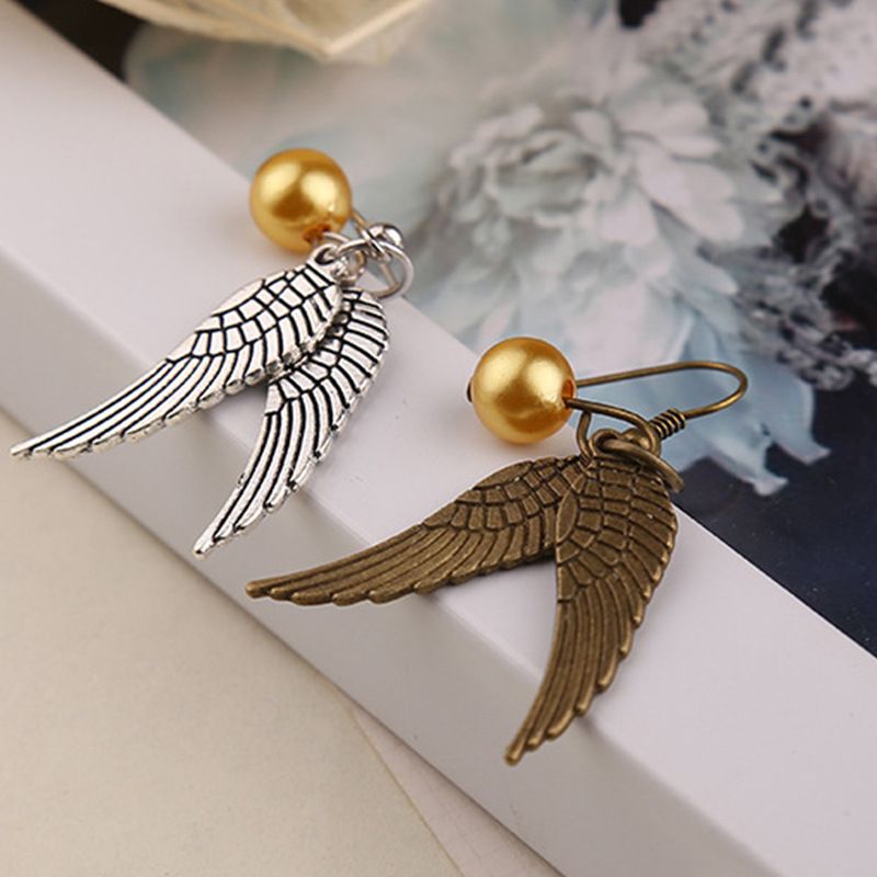 Joyería Espía oro pendientes pendientes de antigua antiguos de bronce alas pendiente