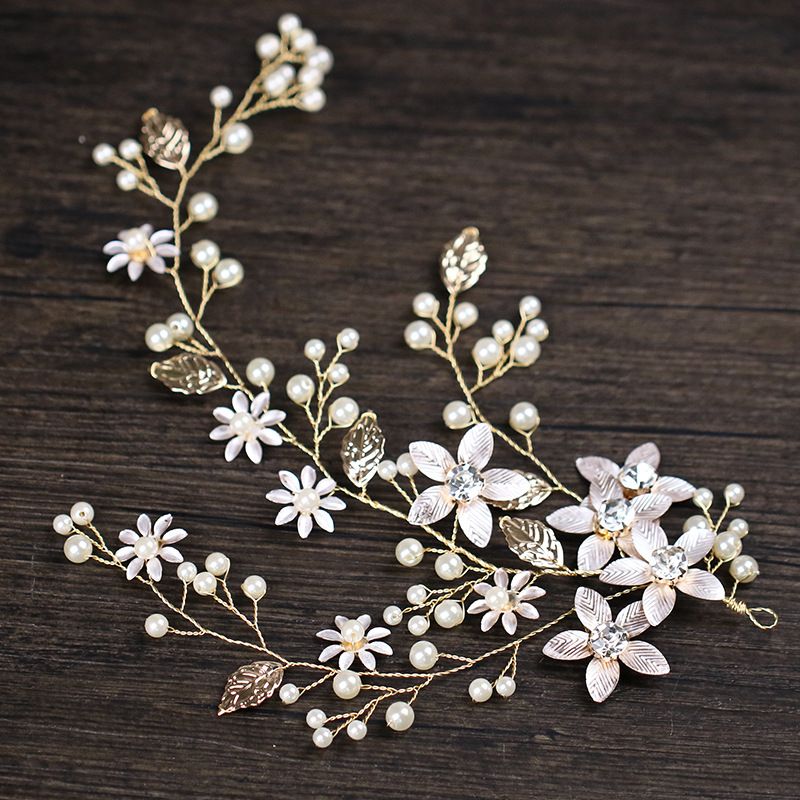 2020 Flower Pearl Bridal Hair Vines Leaves Crystal Wedding