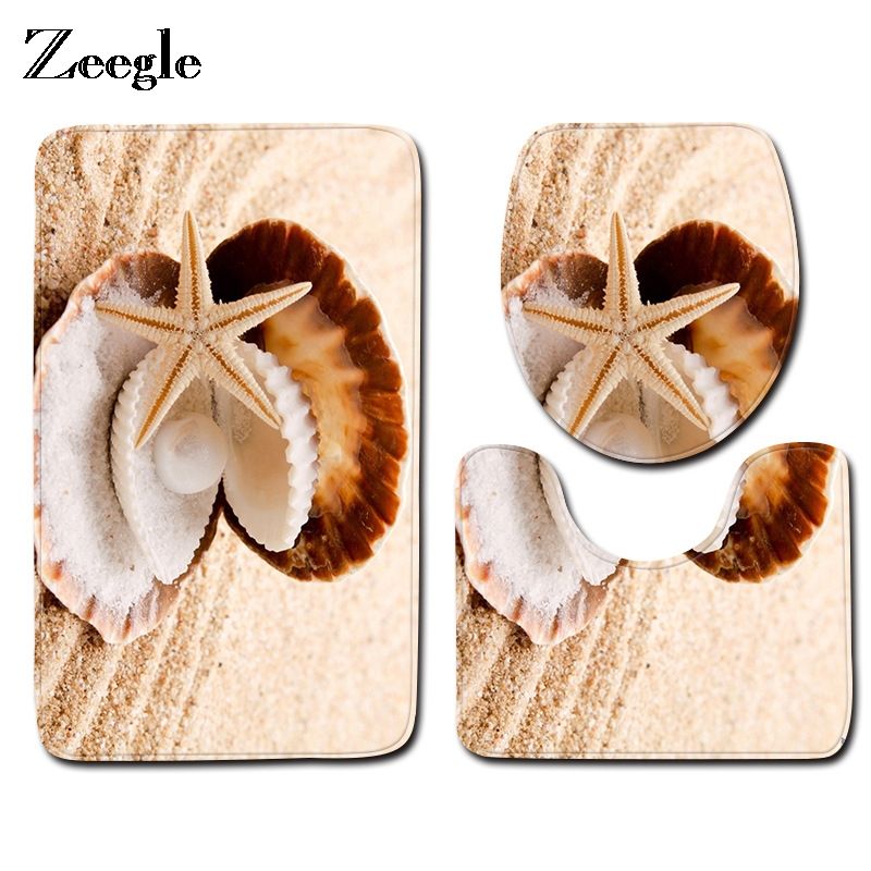 2020 Zeegle Beach Shell Pattern Bathroom Mat Carpet Toilet Rugs Non Slip Bathroom Floor Mats Absorbent Carpet For From Rudelf 22 27 Dhgate Com