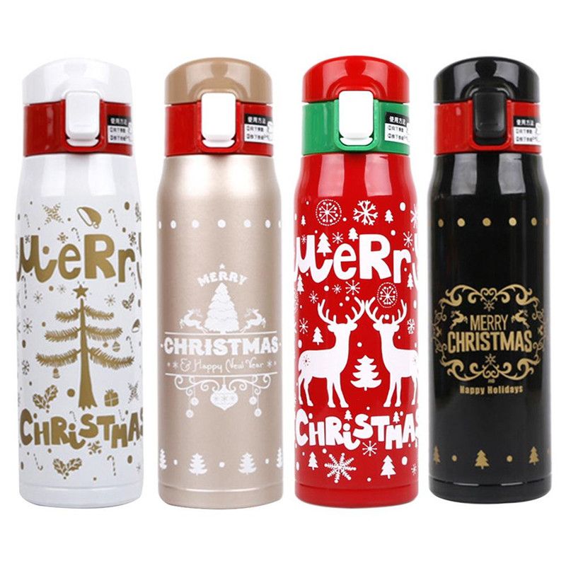 Best 500ml Christmas Thermos Cup Xmas Double Wall Moose Printed
