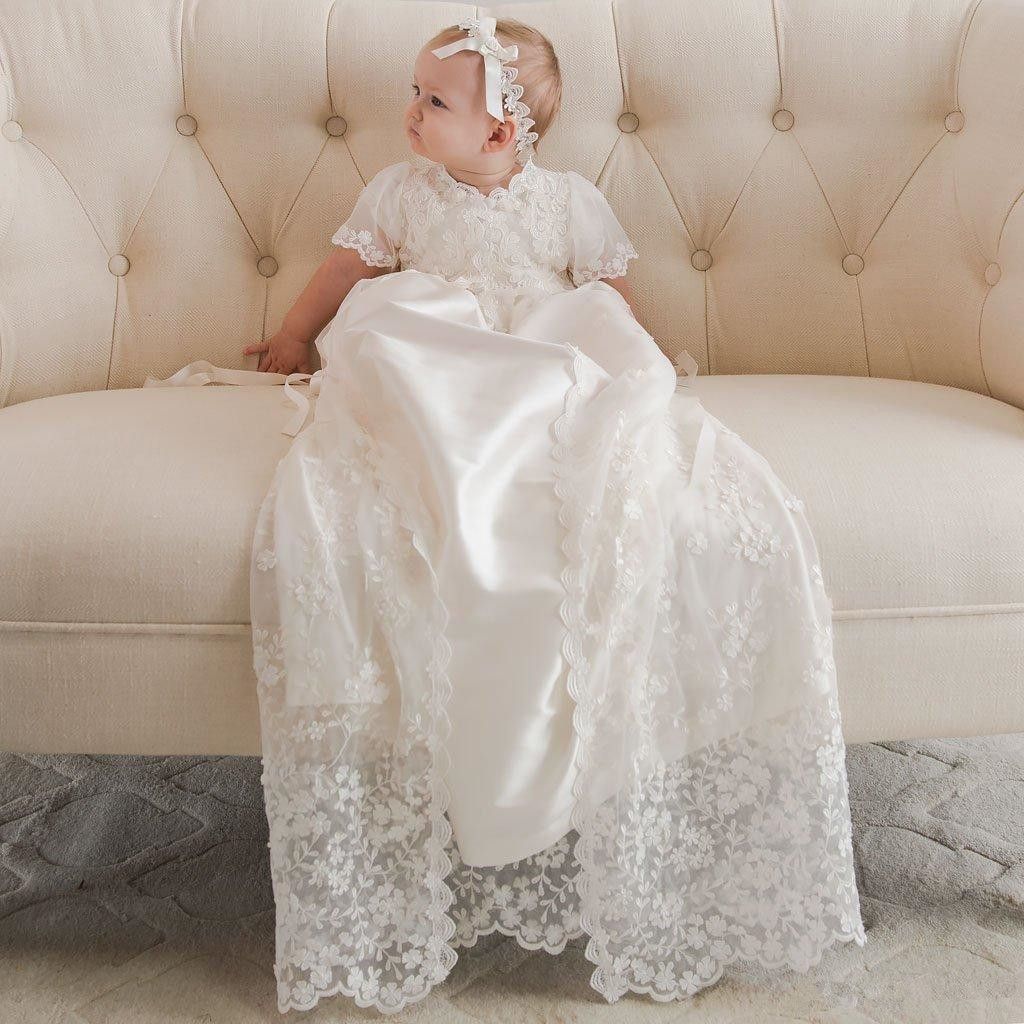 Baby Girls Ivory Christening Dress Pageant Party Flower Girl Dresses