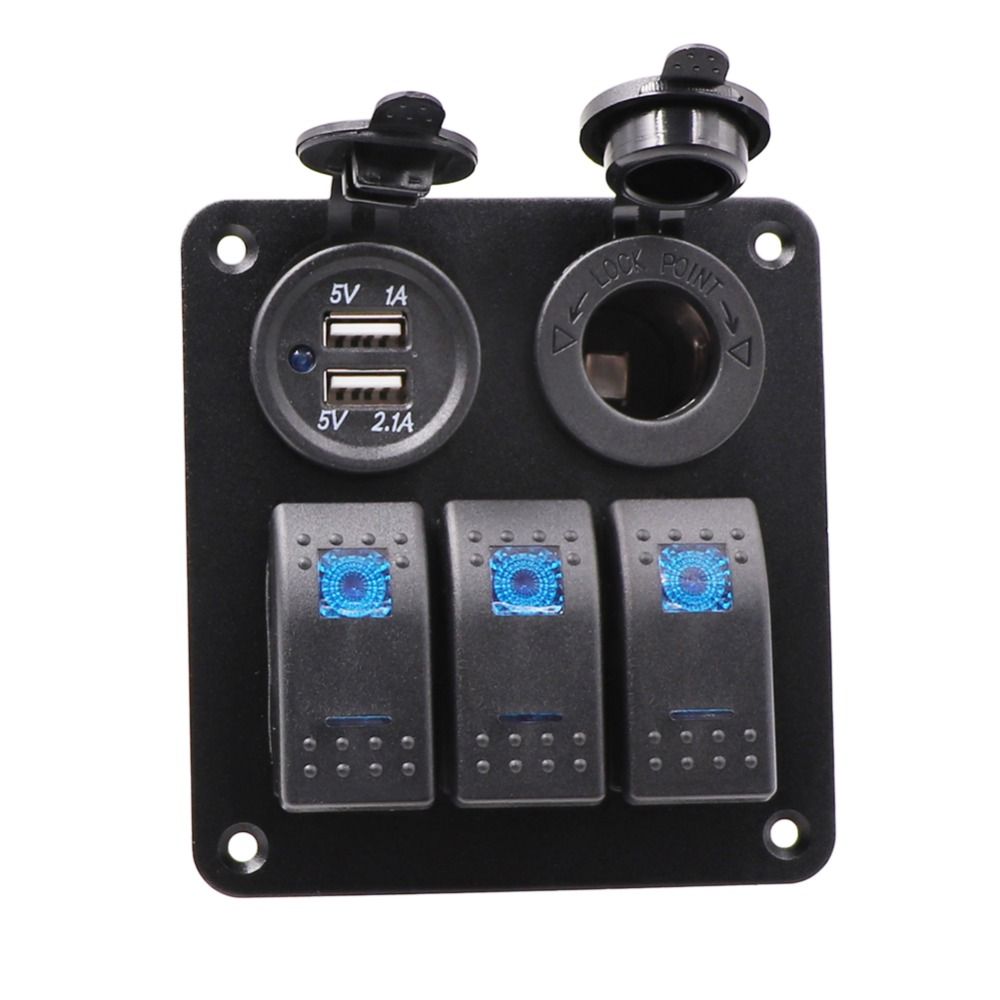 2020 Automobiles Amp Motorcycles 3 Gang Switch Panel 12 V Waterproof Boat Marine Car Rocker Control Switch Panel With Blue Led Light Dual From