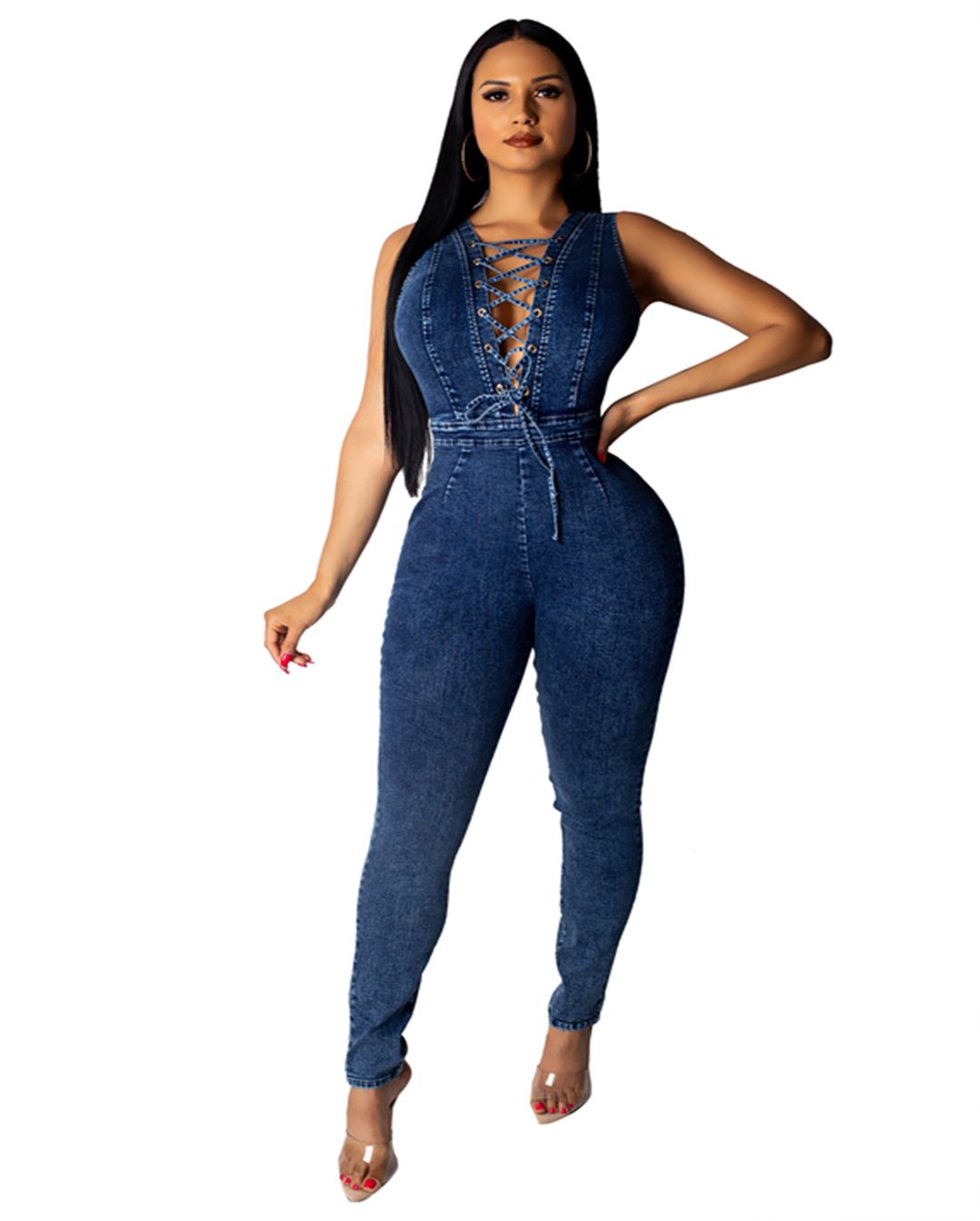 sexy denim jumpsuit