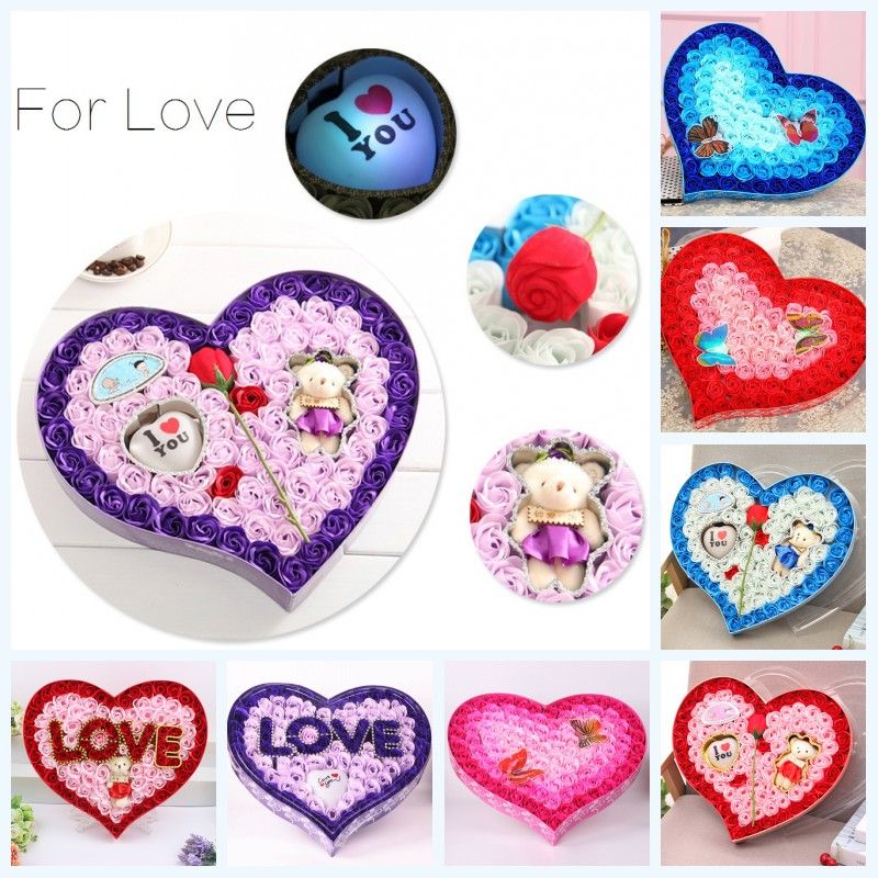 2019 Rose Bear Gift Box Soap Flower Love Heart Gift Eternal