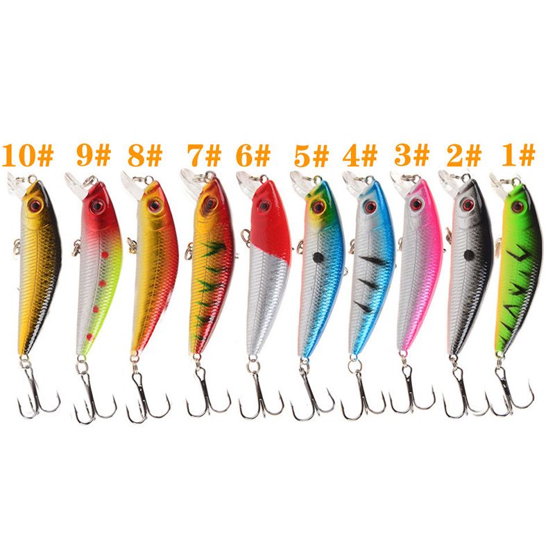 Wholesale 10pcs//Set Kinds of Fishing Lures Crankbaits Hooks Minnow Baits Tackle