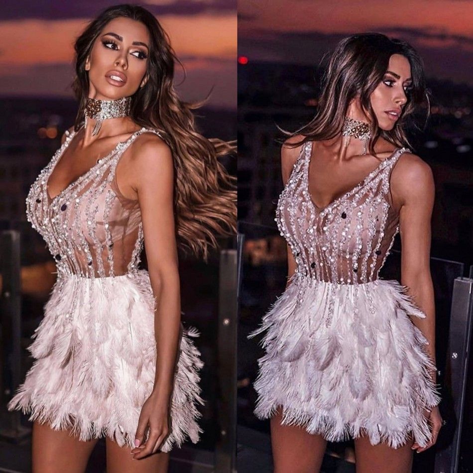 2020 Sexy Short Prom Dresses Sequined ...
