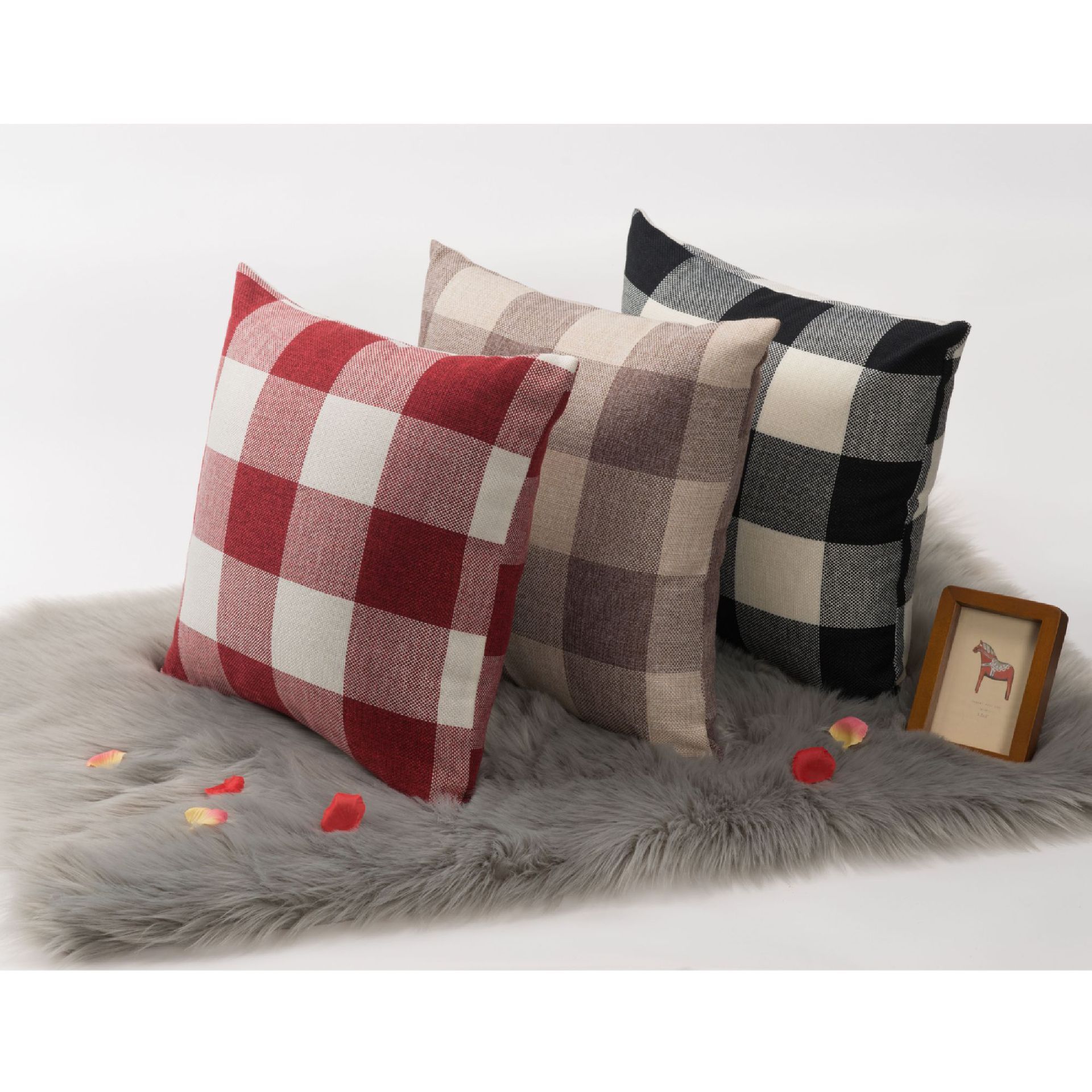 Classic Large Lattice Pillowcase Natural Linen Decorative Pillow