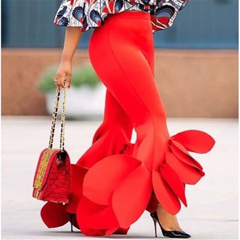 Compra Pantalones Ajustados Para Mujer, Pantalones Acampanados Con Volantes,  Pantalones De Campana De Verano Para Mujer, Pantalones Casuales Elegantes  De Moda Con Clase Barato | Entrega Rápida Y Calidad | Es.Dhgate