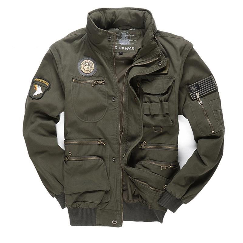 New Military Mens 101 Flight Jackets Removable Sleeve Casual Hooded Men ...