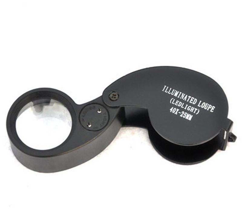 40 Magnification 25mm LED Jeweler Loupe Magnifying Glass Magnifier Black