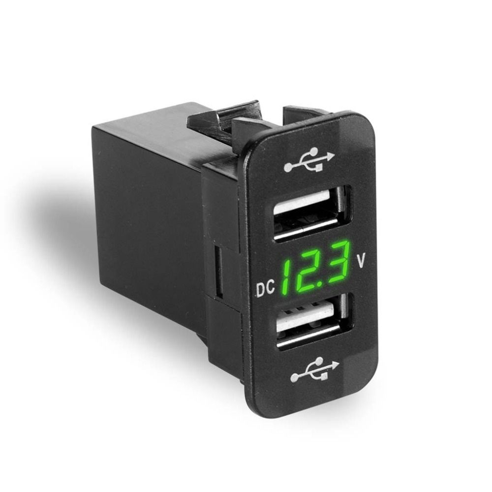 monitor de temperatura A0127 Term/ómetro digital LED para coche volt/ímetro bater/ía cargador USB