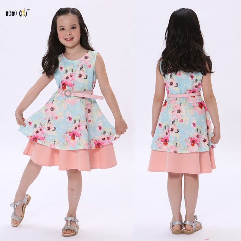 Vestidos Sin Mangas Para Niñas De Verano Estampado Floral Vestidos Sin Mangas Para Niñas De Verano Estampado Floral