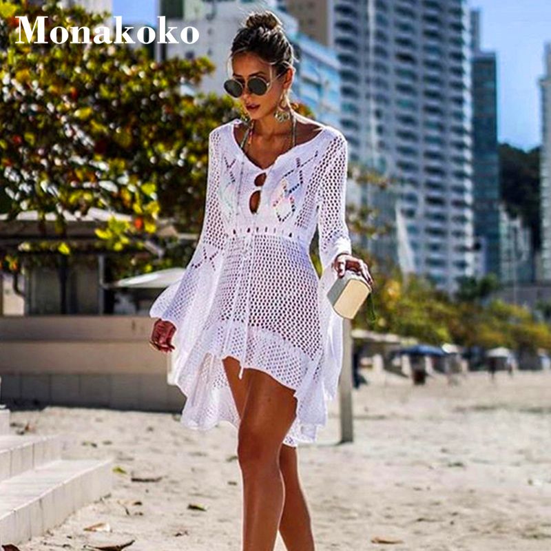white crochet beach dress
