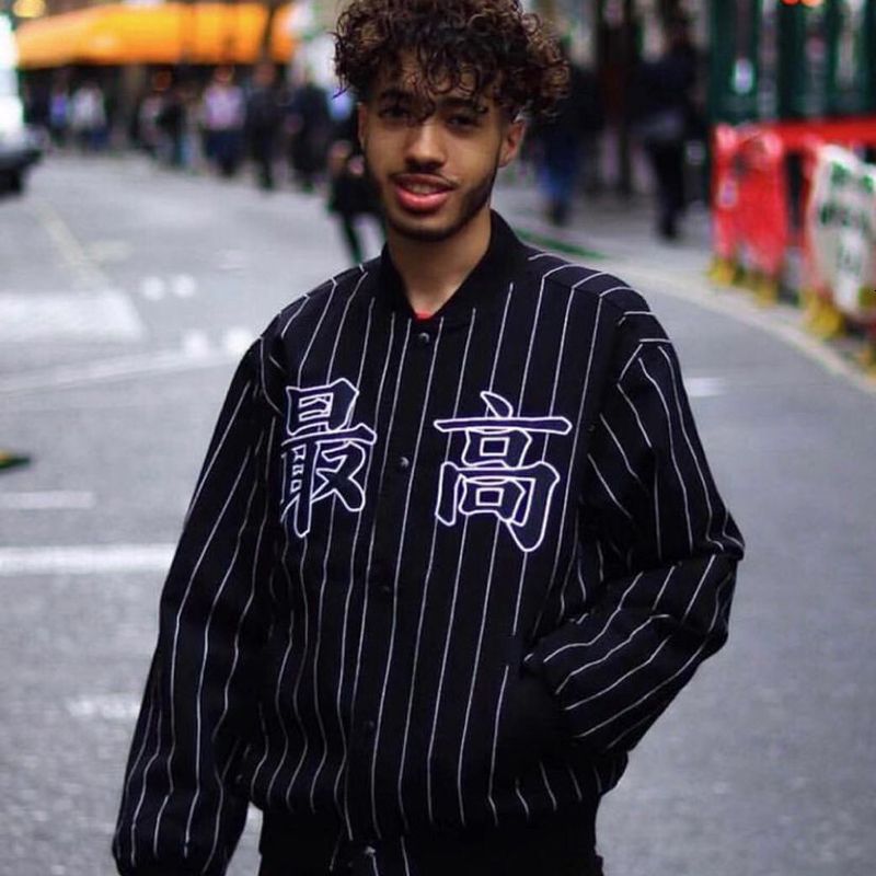 pinstripe varsity jacket