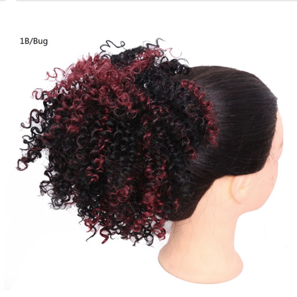 8inch Synthetic Chignon Bun Curly Hair With Two Plastic Combs Easy
