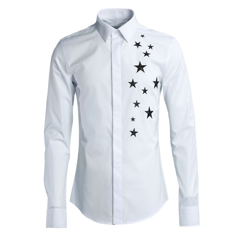 mens white embroidered dress shirt