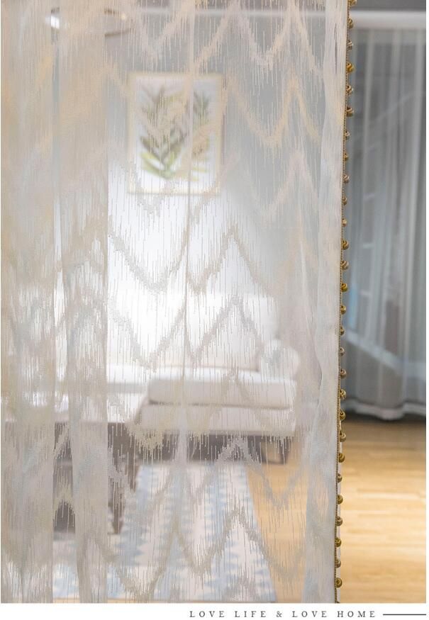 Sheer Curtains Metallic Light Luxury Wind Screen Wave Living Room