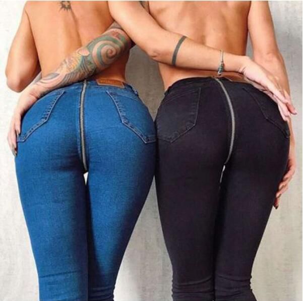 Acquistare Trasporto Libero 01 Sottile Sexy Scuro Posteriore Cerniera Piedi  Pantaloni Sottili Jeans Stretch Donne Economico | Consegna Veloce E Qualità  | It.Dhgate